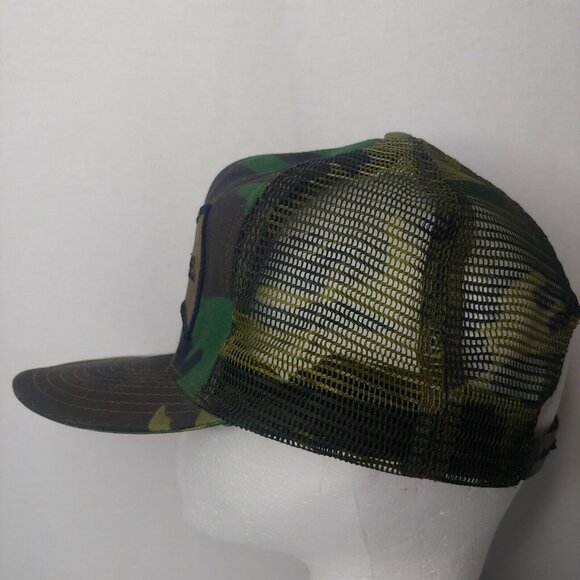 Budweiser Beer Cap Hat Camouflage Green Snap Back Trucker Vintage USA Hunting - Picture 4 of 9